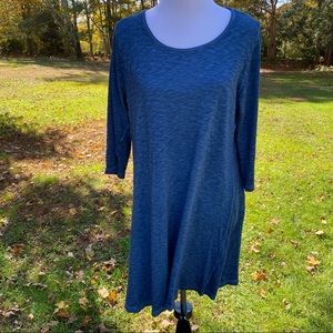ELEMENTE CLEMENTE TOP TUNIC BLUE HEATHERED SIZE 3 L LAGENLOOK LAYERING